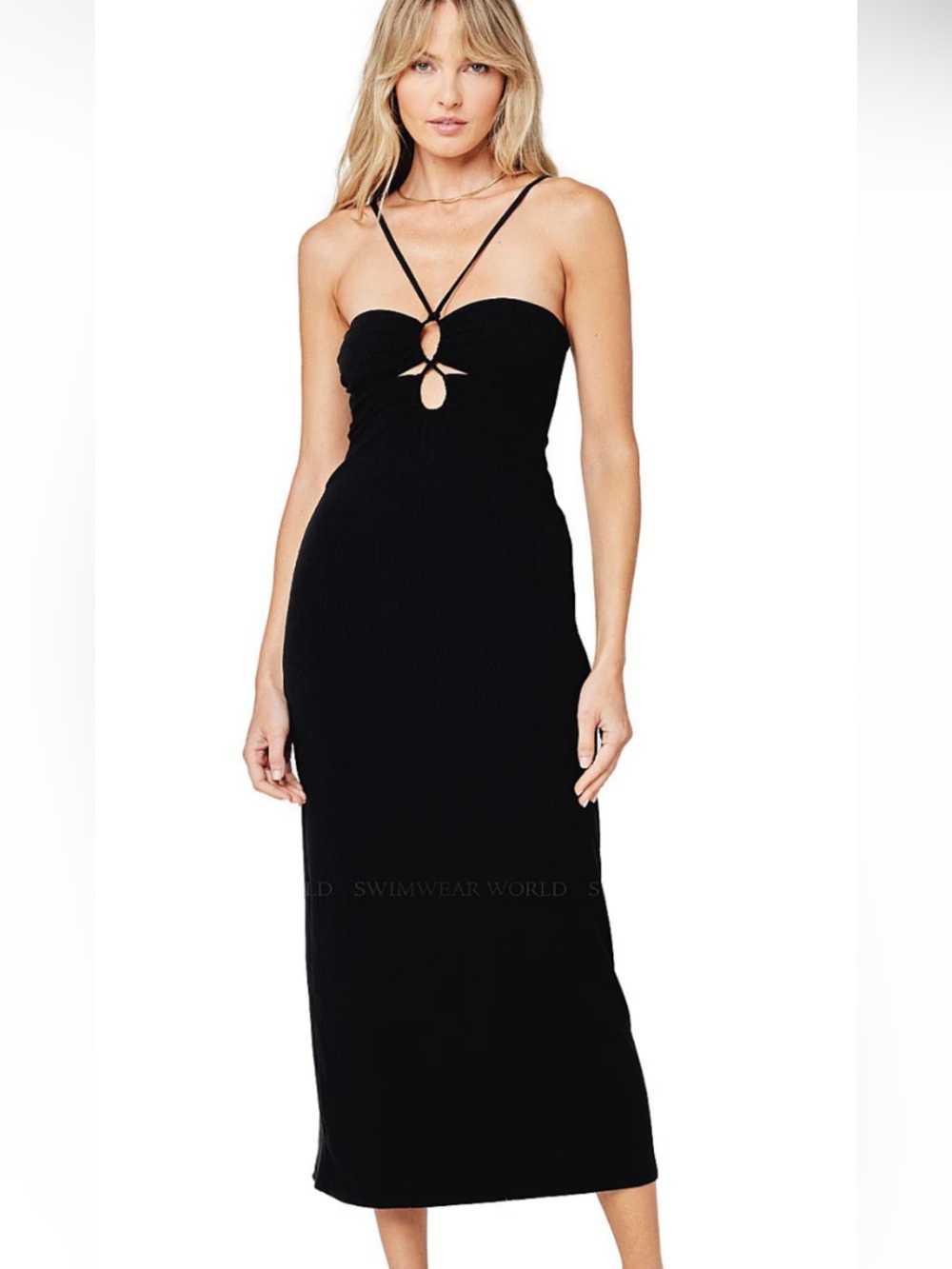 l*space Black Strappy Cutout Midi Dress